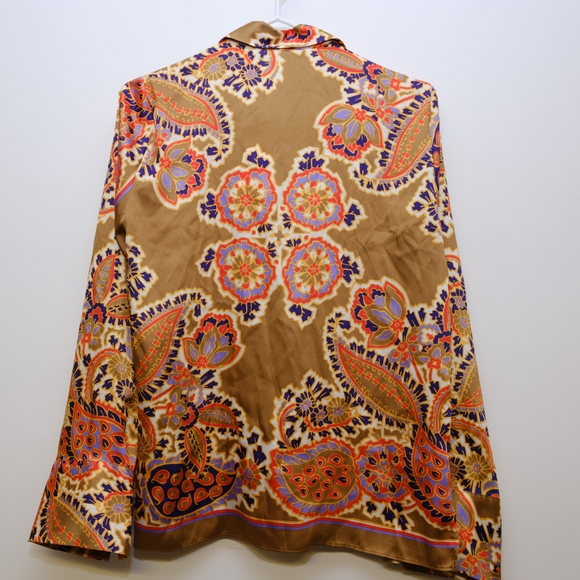 Zara Paisley Print Button-Up Blouse XS - Picture 2 of 6